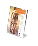 Rasper A6 Acrylic QR Display Stand Paper Holder Sign Holder L Shape Display Stand Acrylic Menu Tent Card Holder (A6, Portrait) 6x4.25 Inches, 3MM