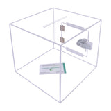 Rasper Transparent Acrylic Donation Box, Daan Patra, Drop Box, Ballot Box (Small Size 6x6x6 Inches, Square Shape) Premium Quality with Lock Facility