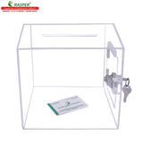 Rasper Transparent Acrylic Donation Box Daan Patra Ballot Drop Box (Extra Big Size 12x12x12 Inches, Square Shape) Premium Quality with Lock Facility