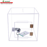 Rasper Transparent Acrylic Donation Box Daan Patra Ballot Drop Box (Extra Big Size 12x12x12 Inches, Square Shape) Premium Quality with Lock Facility