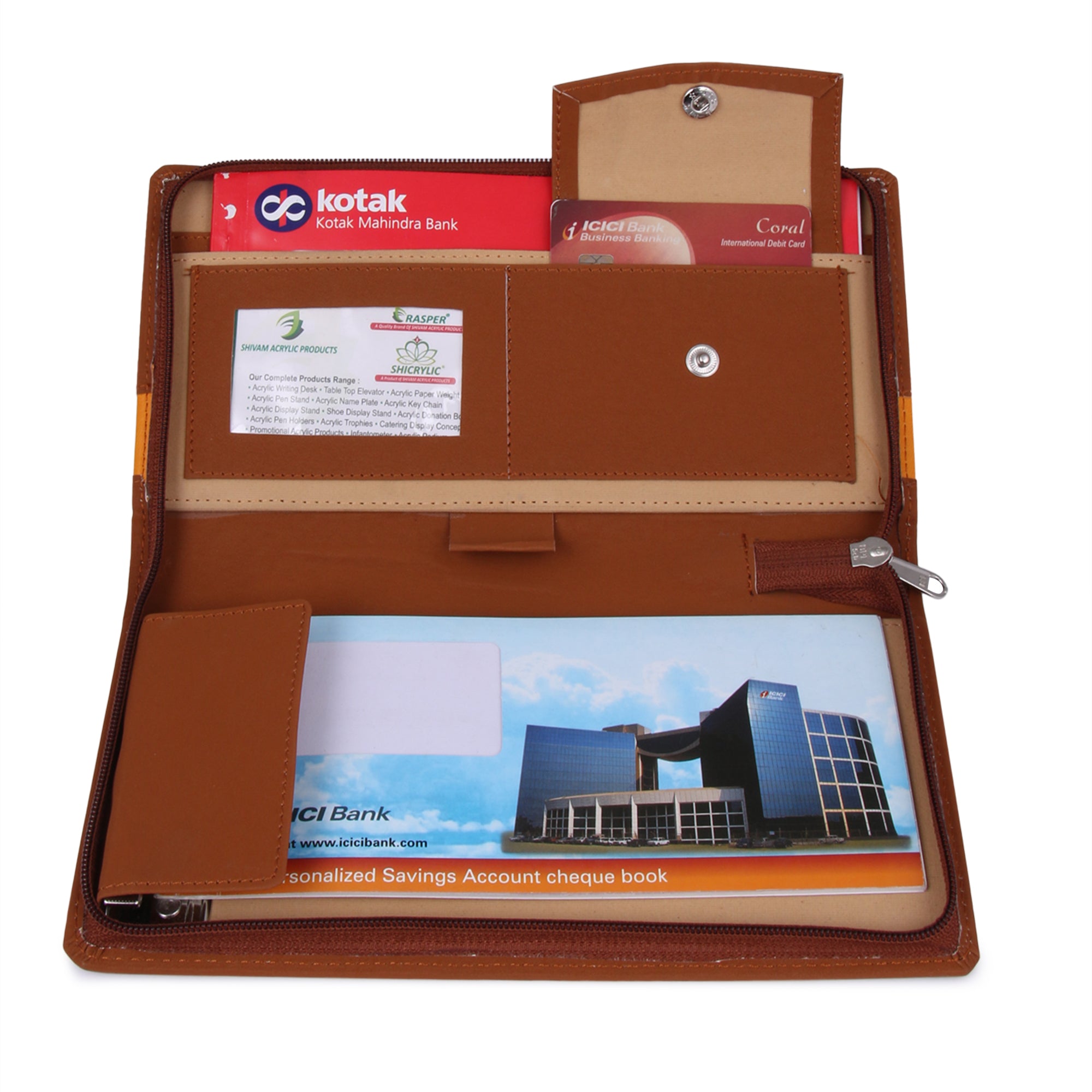 Multi Part Cheque Book Rasper Brown Genuine Leather Cheque Book Holder with Multiple Document ...