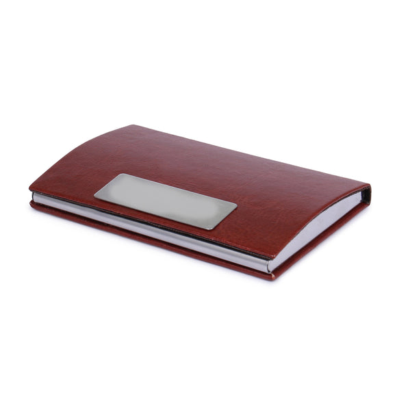 Rasper Brown Genuine Leather Stainless Steel Credit Card Holder Busi SHIVAM ACRYLIC PRODUCTS