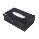 Rasper Black Leather Tissue Box Holder for Car Napkin Holder Tissue Paper Dispenser Facial Tissue Holder for Home & Office with Magnetic Closure