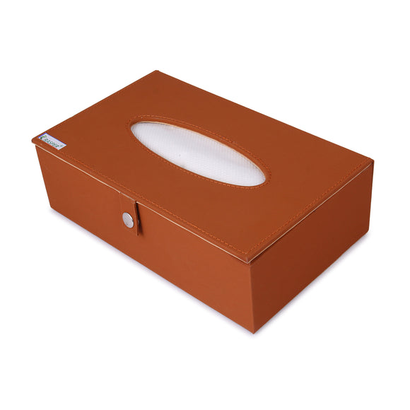 Rasper Brown Leather Tissue Box Holder for Car Napkin Holder Tissue Paper Dispenser Facial Tissue Holder for Home & Office with Magnetic Closure