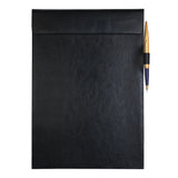 Rasper Black Extra Soft Premium Leather Clipboard Exam Pad Document Holder for Business Meeting Magnetic Writing Pad with Pen Holder Drawing & Signature Conference Pad A4 (14x10 Inches / 35.5x25.5 Cms)
