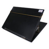 Rasper Black Genuine Leather Table Top Elevator Writing Desk Pad Adjustable Height Portable Laptop Table Reading Stand (Small Size 16x12 Inches) 12MM