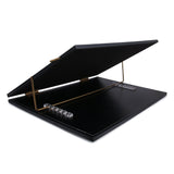 Rasper Black Genuine Leather Writing Desk Table Top Elevator with Adjustable Height Portable Reading Desk (Big Size 24x18 Inches) Most Heavy 12MM