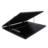 Rasper Black Genuine Leather Writing Desk Table Top Elevator Adjustable Height Book Reading Desk Office Table Top Stand (Small Size 16x12 Inches) 12MM