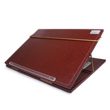 Rasper Brown Genuine Leather Table Top Elevator Writing Desk Pad Adjustable Height Portable Laptop Table Reading Stand (Small Size 16x12 Inches) 12MM