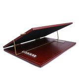 Rasper Brown Genuine Leather Table Top Elevator Writing Desk Pad Adjustable Height Portable Laptop Table Reading Stand (Small Size 16x12 Inches) 12MM