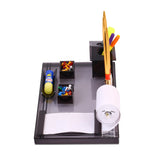 Rasper Acrylic Pen Stand For Study Table Multipurpose Desk Organizer For Office Table Desk Accessories Pen Stand Office Stationery Organizer With 4 Pen Holder & Visiting Card Holder (14x7.5 Inches)