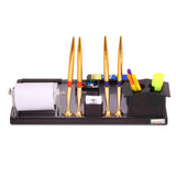Rasper Acrylic Pen Stand For Study Table Multipurpose Desk Organizer For Office Table Desk Accessories Pen Stand Office Stationery Organizer With 4 Pen Holder & Visiting Card Holder (14x7.5 Inches)