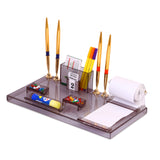 Rasper Acrylic Desk Organizer For Office Table Desk Accessories Decorative Items Pen Stand For Study Table Stylish Office Stationery Organizer With 4 Pen Holder Visiting Card Holder (14x7.5 Inches)