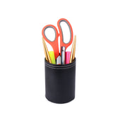 Rasper Black Leather Pen Holder For Office Table Stylish Round Pen Pencil Holder Desk Organizer Multipurpose Pen Stand Holder (3x3x4 Inches)